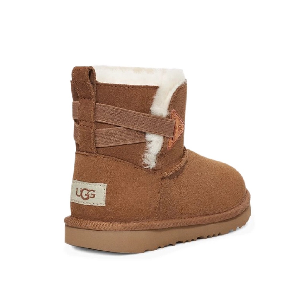 UGG Kids Mini Bailey Flex Boots Chestnut Suede Size 10 Shearling Warm